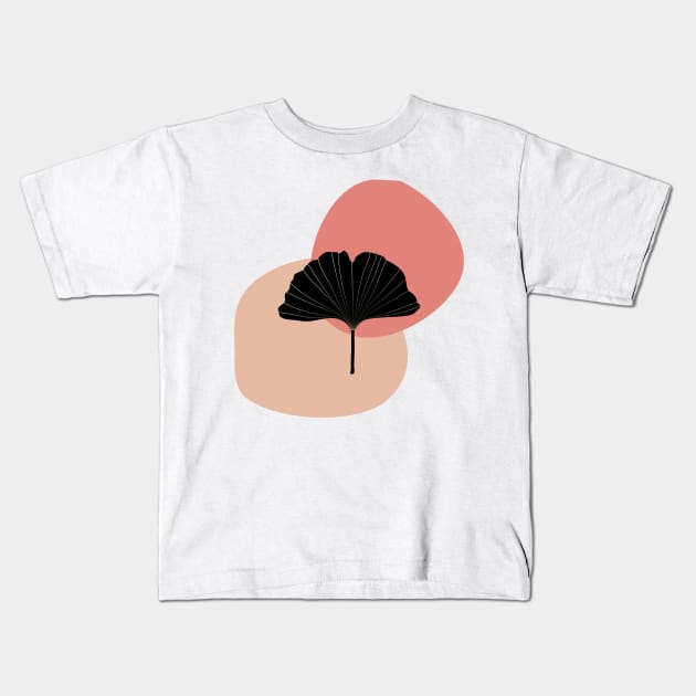 Ginkgo leaf abstract midcentury modern minimal design Kids T-Shirt by Chigurena